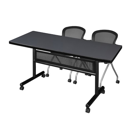 Kobe Rectangle FlipTop Table, 60" W, 29" H, Laminate Top, Gray MKFTM6030GY23BK